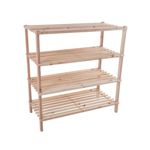 4-tier Wood Shoe Rack, Storage Bench Closet, Bathroom, Kitchen, Entry Organizer